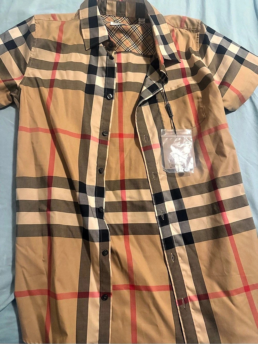 Burberry Plaid Button Down Shirt in Brown & Black